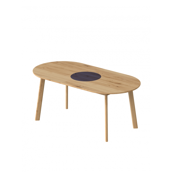 Oval oak table with storage space BÓN - 1