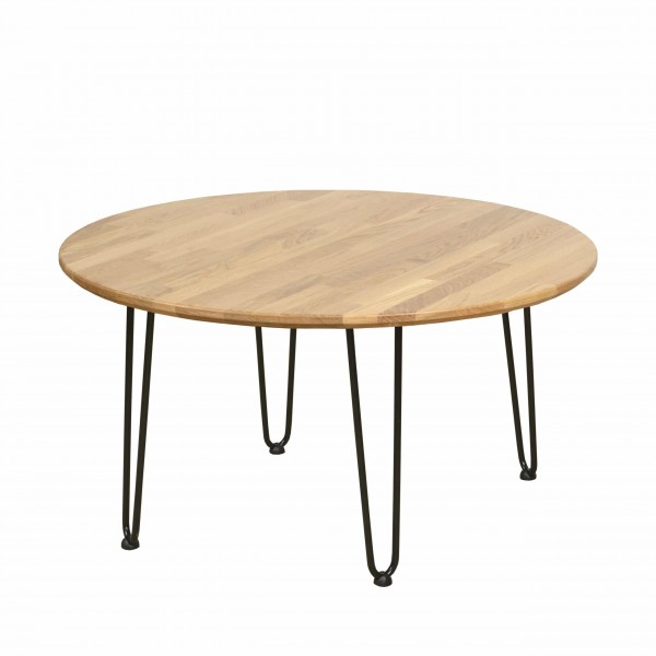Dębowy stolik okrągły - kolekcja IRON OAK | Moonwood, Dębowy stolik okrągły, Iron Oak. Stolik industrialny, metalowe nogi, drewn