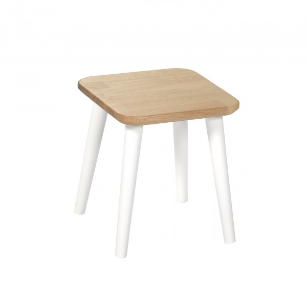 Solid oak square stool - 1